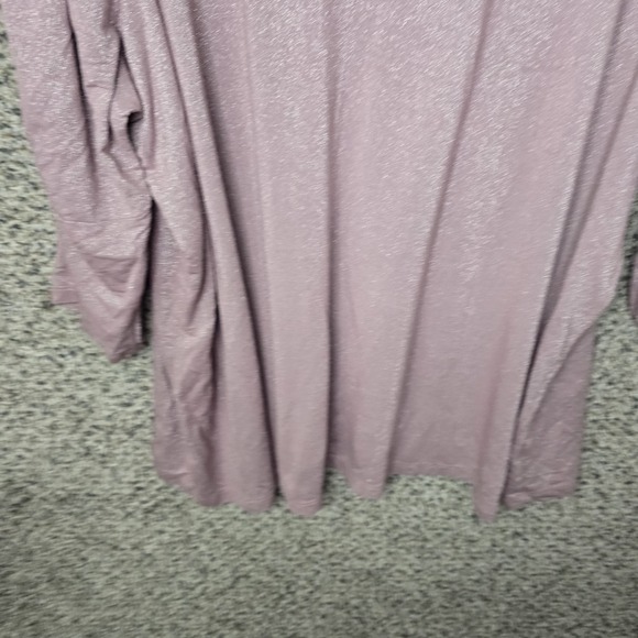 Lane Bryant Top Womens Plus 26/28 Purple Shimmer Scoop Neck Ruched Sleeve Tee - Picture 5 of 7